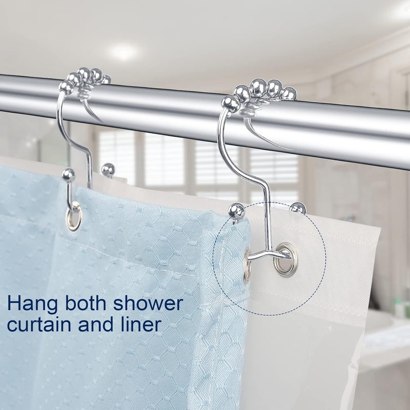Gidse Shower Curtain Hooks,Sturdy Stainless Steel Double Sided Shower Hooks Rings for Bathroom Shower Curtain Rods Curtains Set of 12 Hooks - Chrome - Image 4